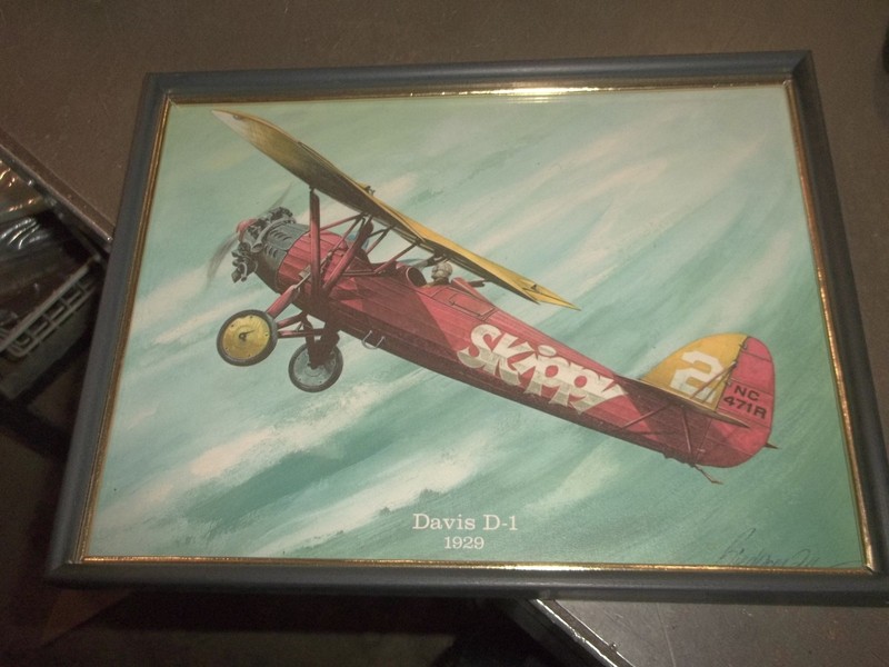 DAVIS D-1 1929 FRAMED PICTURE APPROX 12-1/2" X 9-1/2" (J2)