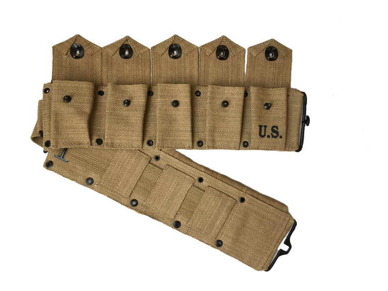 U.S. Army WWII Springfield M1 Garand 10 Pocket Canvas Ammunition Belt KhakiBeige gallery