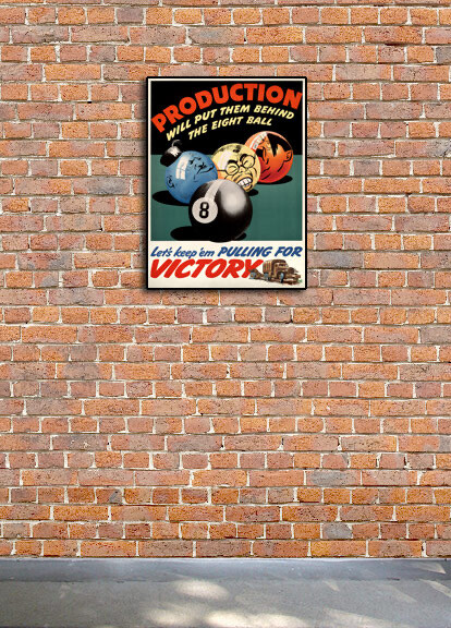 “Put Them Behind the Eight Ball” 1942 Vintage Style WW2 War Poster - 18x24 gallery