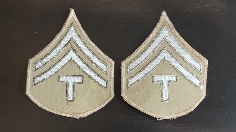 Repro WW2 US Army Chevrons Technician Fifth 5 Grade Rank Patches Pair Khaki 027 gallery