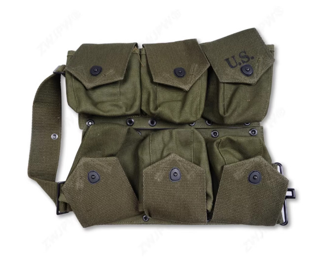 WWII U.S. Army M1937 BAR Ammo Pouch Bag Belt Six Pack-1392 gallery