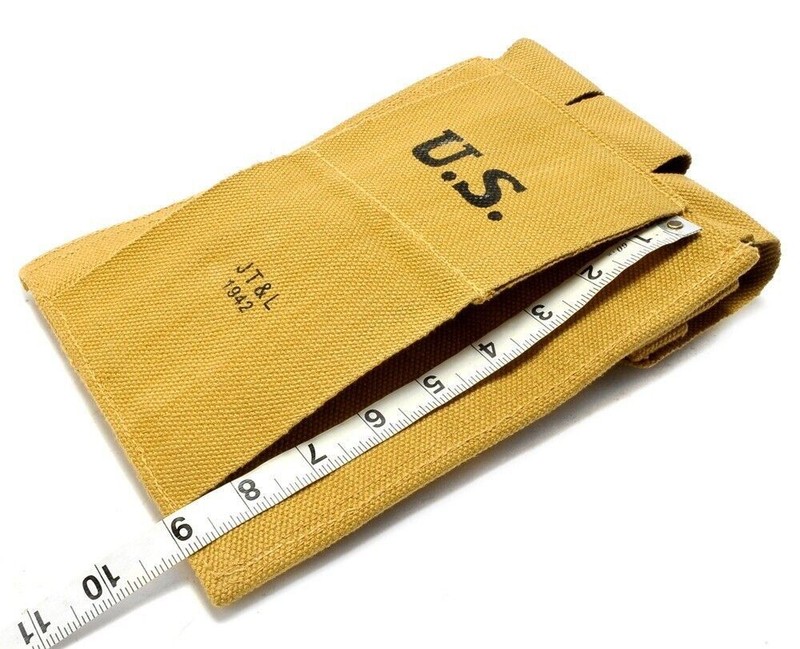 US Army WW2 3 Cell Magazine Pouch Marked JT&L 1942 for .45 ACP Magazines gallery