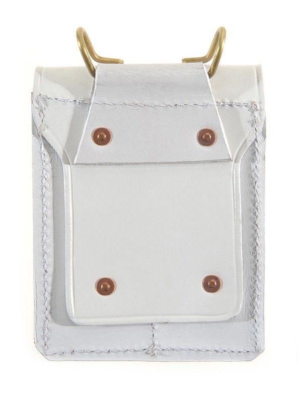 WHITE PREMIUM DRUM DYED LEATHER .45 DOUBLE MAGAZINE POUCH WITH HANGER gallery
