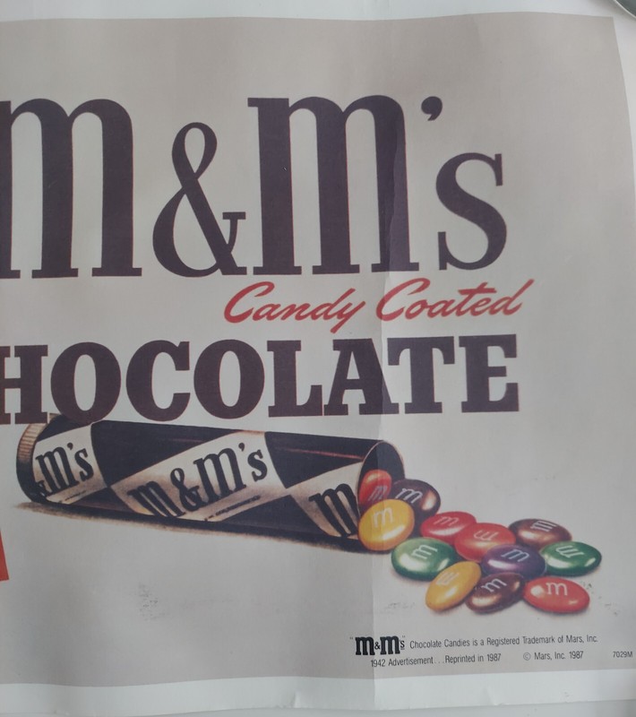 M&M's/ Mars 1942 Advertisemen Poster Reproduction Reprint 1987 World War II Used gallery