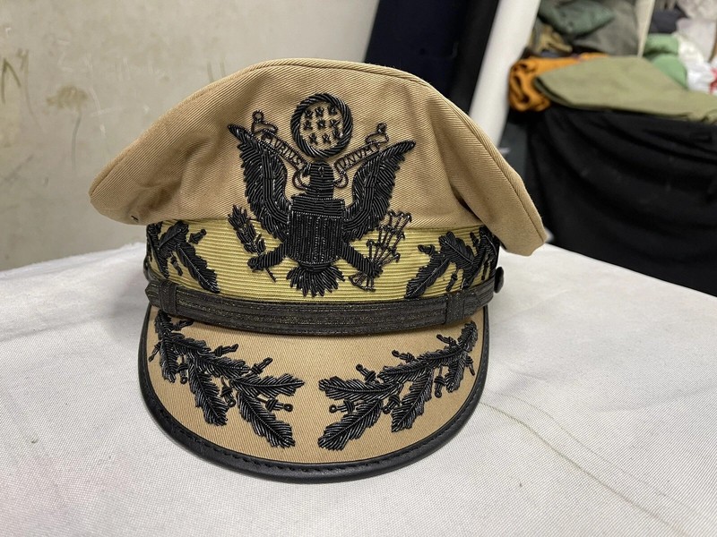 US Army General Douglas MacArthur Cap Khaki Officer Visor Hat Uniform WWII gallery
