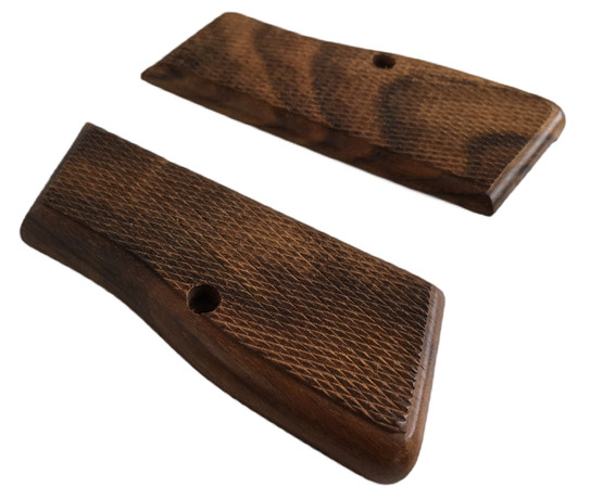 WWI WWII 9MM Pistol Grips German Browning Hi-Power Checkered Wooden gallery