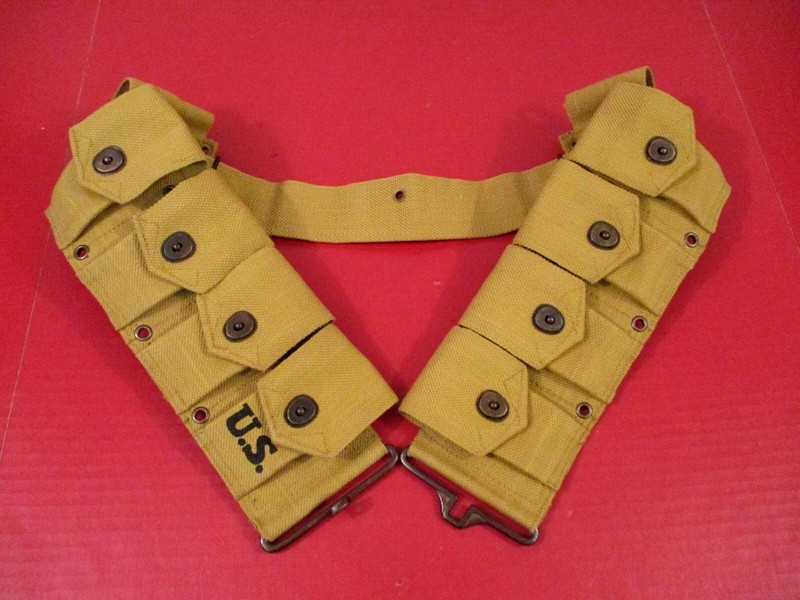 WWII US Army M1923 Cartridge Belt – Khaki – Dtd 1942 – Up to 49″ Waist – Repro