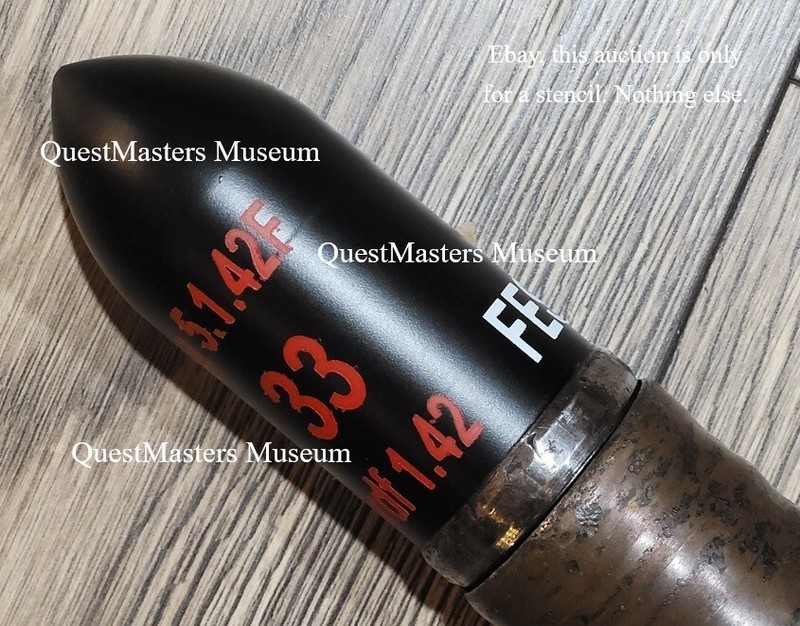 German WWII 5cm 5mm Pak 38 Panzergranate 1942 Shell Stencil, Stencil 066b