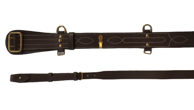 Army Sam Browne Belt With Shoulder Strap Brown Leather Brass-100 Cm gallery