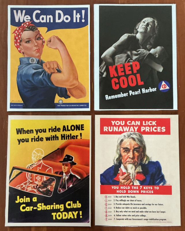 Lot of 4 Laminated WWII Posters 8x10 WW2 (D)
