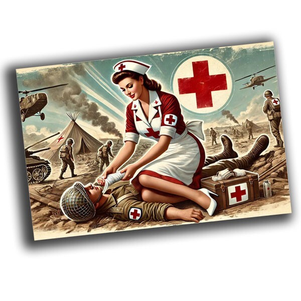 nice vintage retro woman Red Cross orderly WW2 Photo Glossy 4*6 in I53