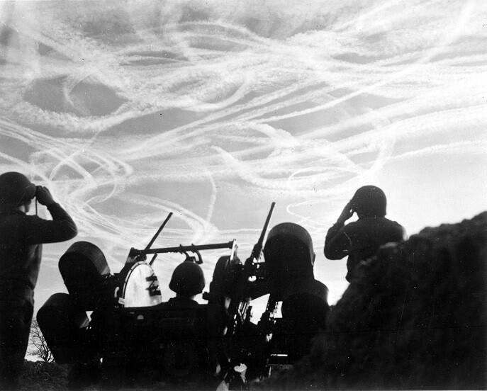Fighter Plane Dog-fight over Puffendorf, Germany 8×10 World War II WW2 Photo 634