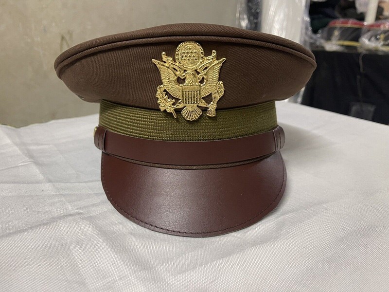 US Army Air Corps Officer Crusher Hat Military Cap With Golden Eagle B gallery
