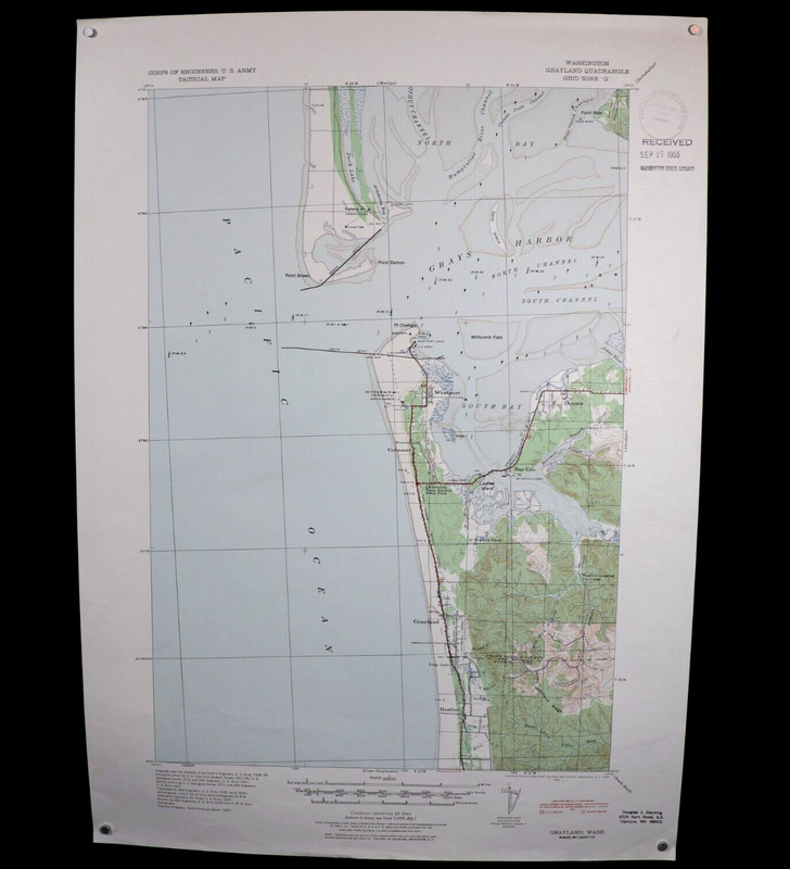 Corps of Engineers US Army Tactical Map Scale 1/62500 Military Grayland WA 1941