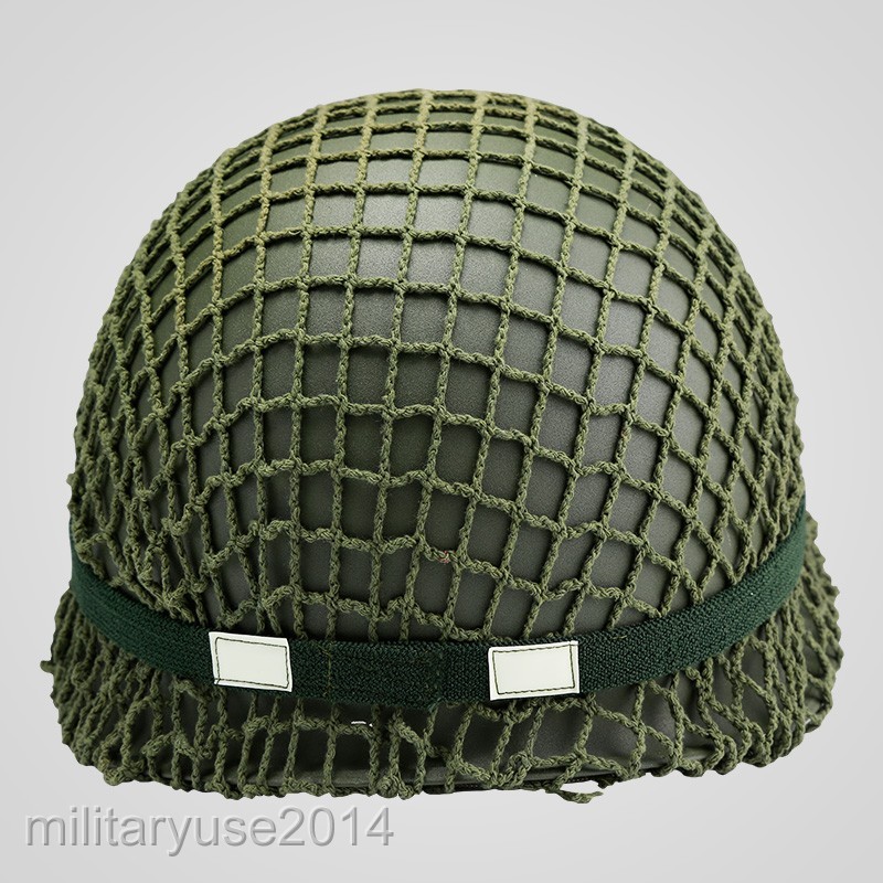 SET WWII US ARMY M1 HELMET +COVER COTTON CAMOUFLAGE NET GREEN +OD Cotton Strap
