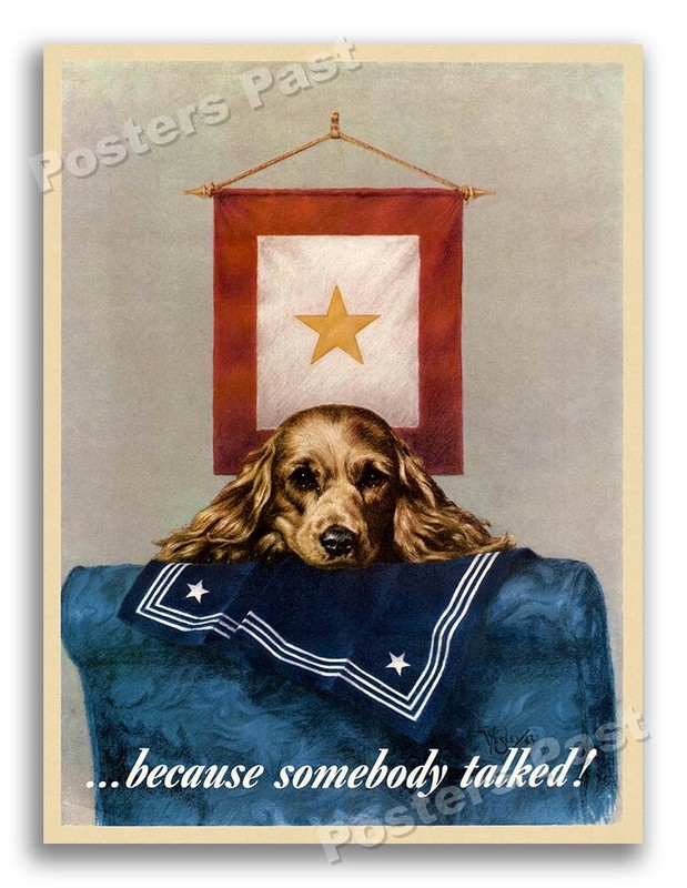 1944 “Because somebody talked!” Vintage Style WW2 Navy Poster – 24×32