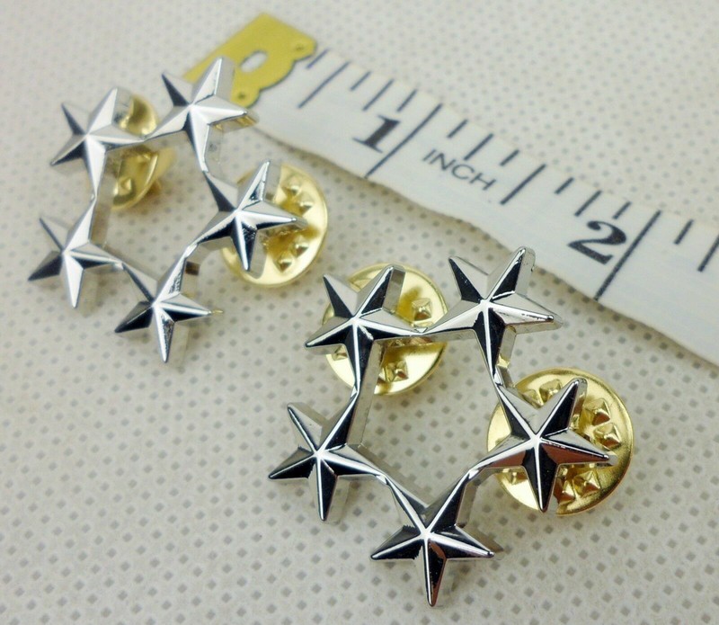 WWII WW2 A Pair Of US Army Officer 5 Stars General Rank Badges Pin – US063