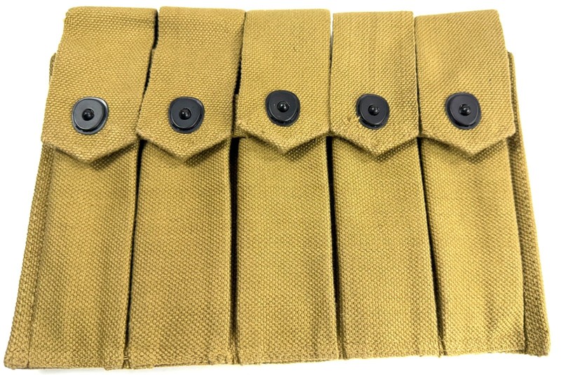 WWII US ARMY THOPSON 5 CELL 20RD MAGAZINE .45 AMMO MAGAZINE BELT POUCH-KHAKI