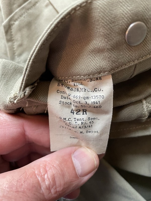 WW2 US Army Replica M-38 HBT Shirt Size 42 First Issue Jacket Reproduction = 46” gallery