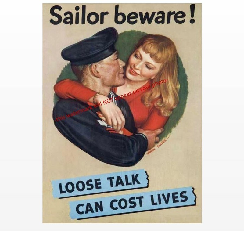 Sailors Beware! World War 2 Propaganda Poster PHOTO Loose Talk Sexy Girls Navy