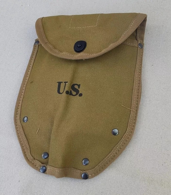 WW2 US ARMY M43 FOLDING SHOVEL HEAD COVER TOOL CARRIER KHAKI sailcloth gallery