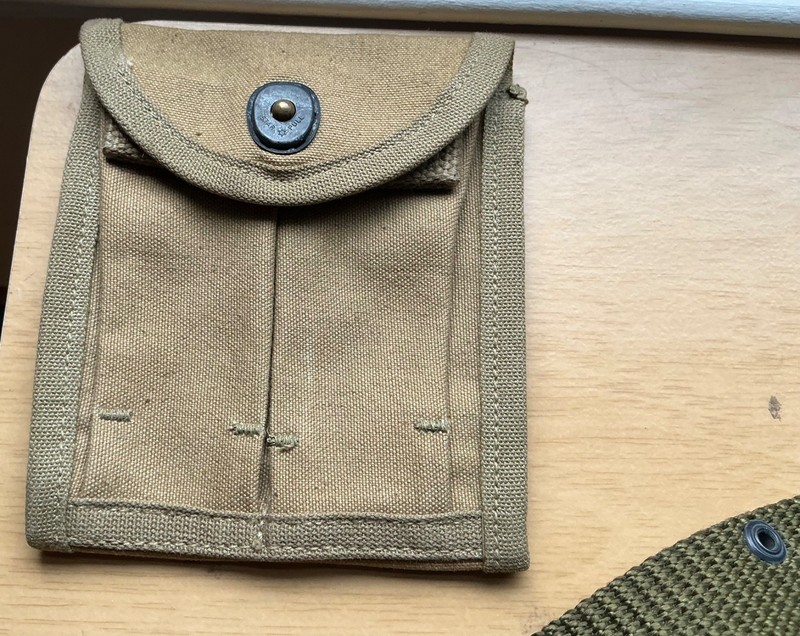 WWII US Army belt with 1911 45ACP holster and a mag pouch (reproductions - used) gallery