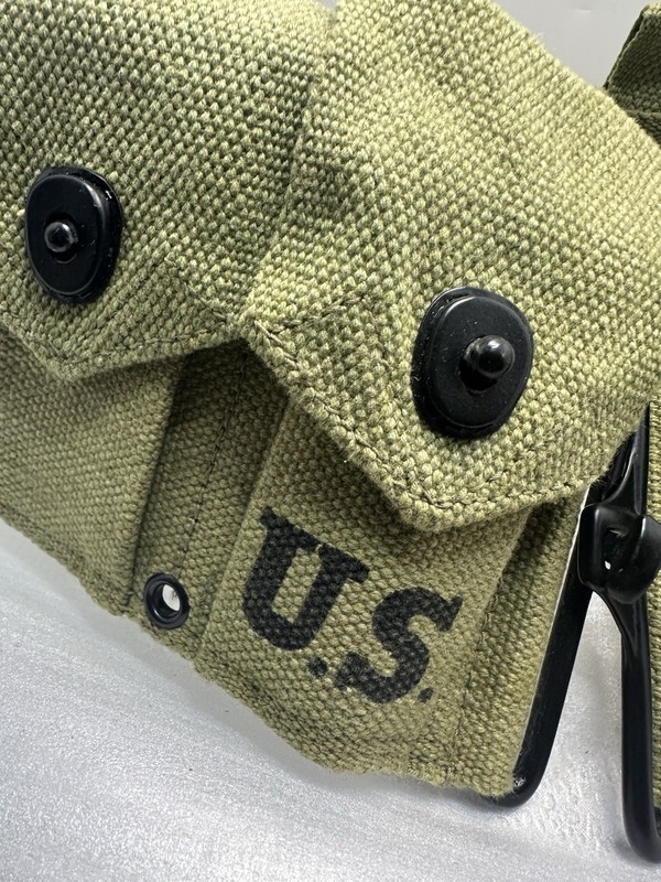 WWII US M1923 Cartridge Belt OD Canvas 10 Pocket M1 Garand Ammo USG Reproduction gallery