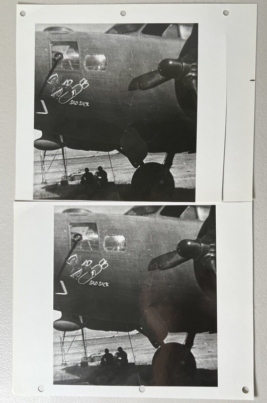 WWII B&W 8×10 Glossy Reprint B-17 Fighter Plane #584 Sad Sack Set 2 Photos