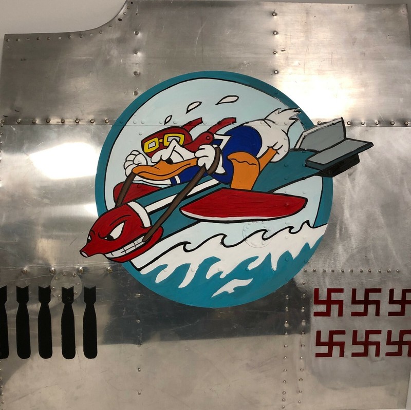 Nose Art Panel- Donald Duck Riding a Bomb, WWII Aviation, Boeing B-17 NAP-0121