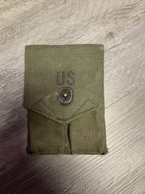 Vietnam Era .45 PISTOL MAGAZINE AMMO BELT CARRY POUCH-OD#7 GREEN