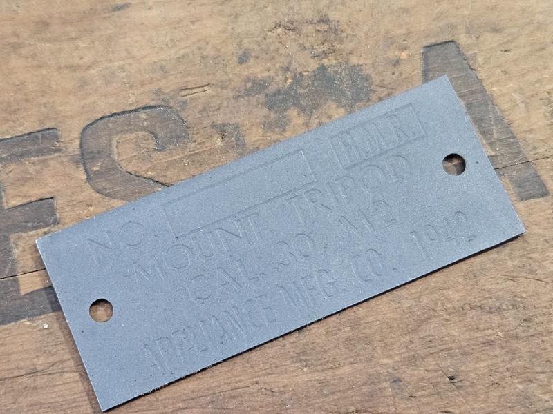M2 tripod data plate – Appliance Mfg 1942