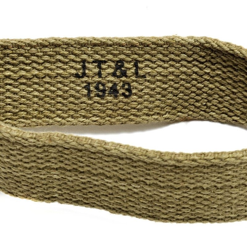 M1 GARAND CANVAS RIFLE SLING with Correct WW2 Hardware Lt. OD marked JT&L 1943 gallery