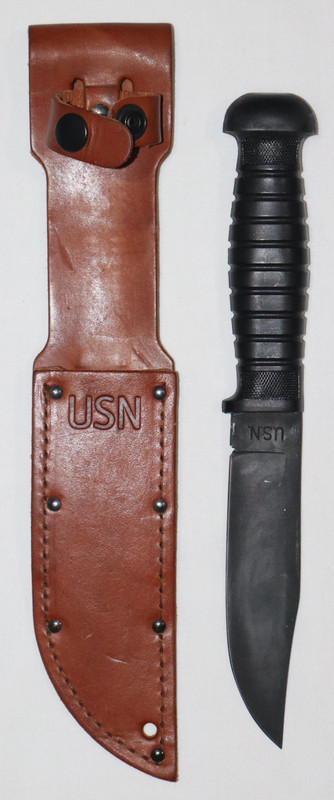 REPRODUCTION WWII COLONIAL USN MKI KNIFE WITH LEATHER USN SCABBARD gallery