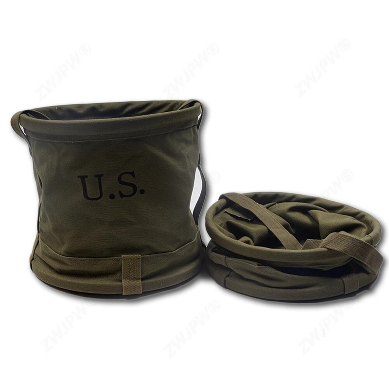 US Army Green Canvas Bucket Tactical Cos Prop Travel Hunting Tool Accessory 18L