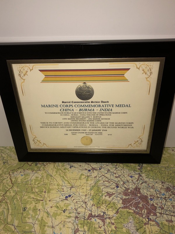 SCSA - MARINE CORPS COMMEMORATIVE MEDAL [CHINA-BURMA-INDIA] CERTIFICATE ~ Type 1 gallery