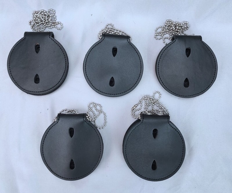 5PCS Us Police Badge Round Holder Leather Belt Clip Holder 7.2 cm small,NO Badge