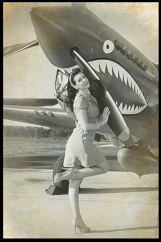 flying tigers usa woman near propeller WW2 Photo Glossy 4*6 in Y010