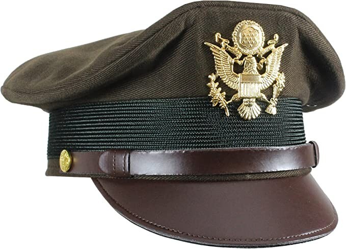 US WW2 Army Officers Visor Cap - Chocolate - Repro WW2 Crusher Service Hat gallery