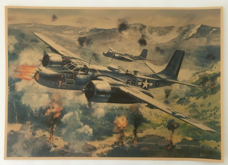 World War II Poster Twin-Engine Douglas Invader Bomber Plane WW2 Poster Print