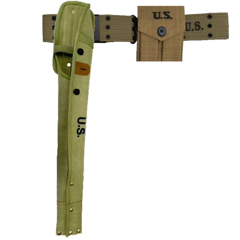 M1 Carbine Canvas BELT Holster Case Marked US OD GREEN with Colt Pouch khakhi