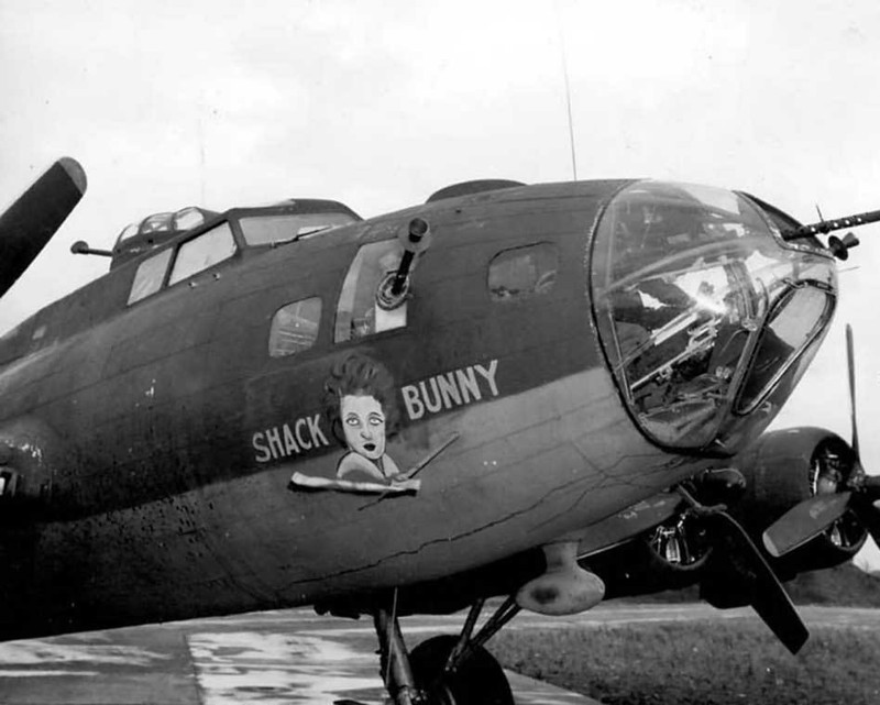 Boeing B-17J Flying Fortress Bomber “Shack Bunny” Nose Art 8×10 WWII Photo 805a