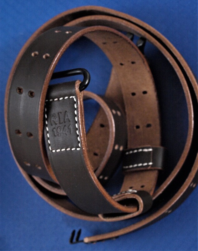 Black steel PREMIUM GI hook medium RIA 1941 leather M1907 US rifle sling repro gallery