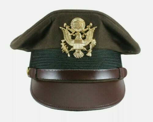US Army Officers Visor Cap Chocolate All Sizes Repro WW2 Crusher Service Hats gallery