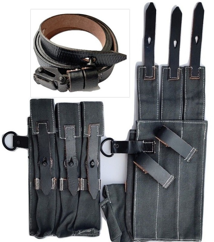 German WW2 MP Pouch Set OD Green With MP Carry Sling Black