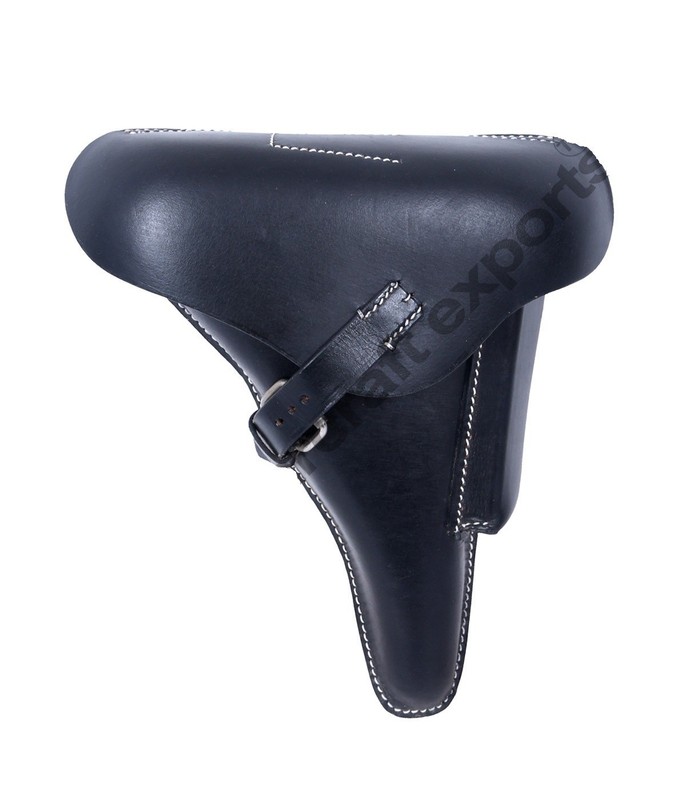 WWII GERMAN LUGER P08 Hardshell BLACK LEATHER HOLSTER WITH TOOLS gallery