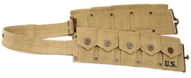 WW2 US M1 Garand M1923 Cartridge Belt Khaki Dated 1942 will fit up to 49" waist gallery