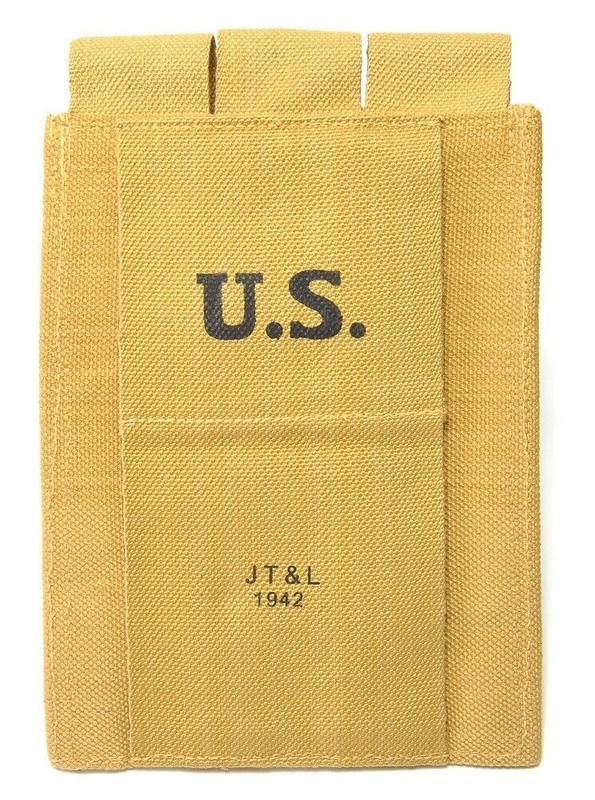US Army WW2 3 Cell Magazine Pouch Marked JT&L 1942 for .45 ACP Magazines gallery