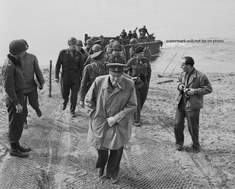British Prime Minster crossing the Rhine 8"x 10" World War II Photo Picture #217