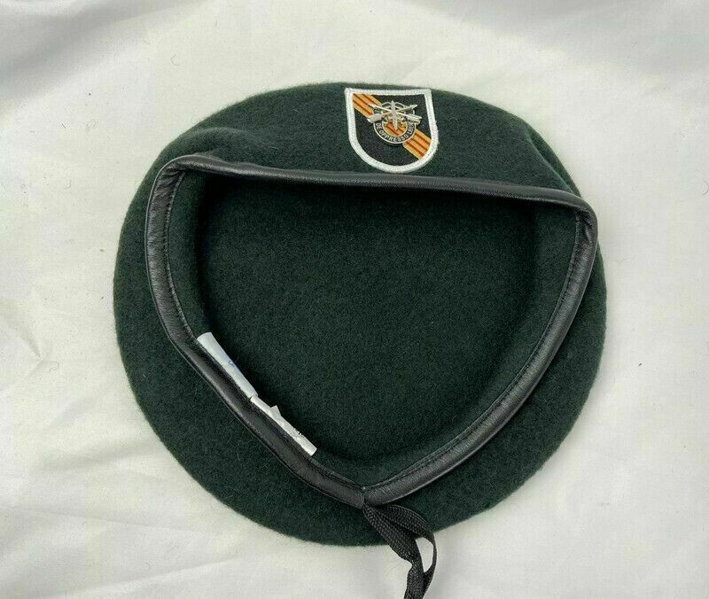 WAR US ARMY 5TH SPECIAL FORCES GROUP GREEN BERET WOOL HAT XL 7-1/2 gallery