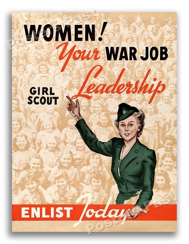 1940s Girl Scout Leadership – Enlist Today! WWII Historic War Poster – 24×32
